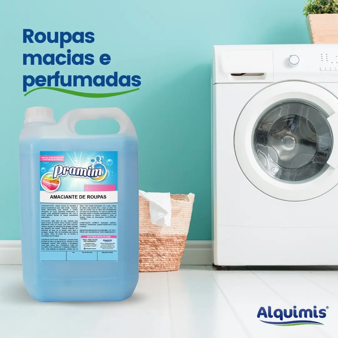 Amaciante de Roupas Pramim Alquimis 5L - Roupas macias e perfumadas