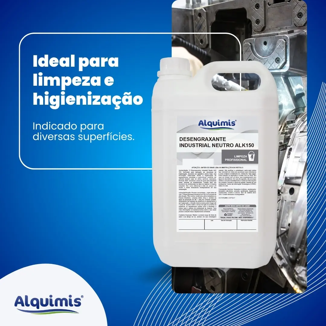 Desengraxante Industrial Neutro ALK150 Alquimis - Ideal para limpeza e higienização de diversas superfícies