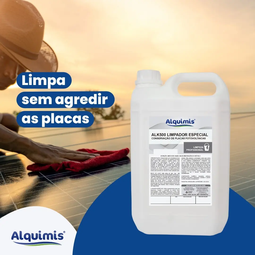 Limpador Especial Conservação de Placas Fotovoltaicas ALK500 - Limpa sem agredir as placas