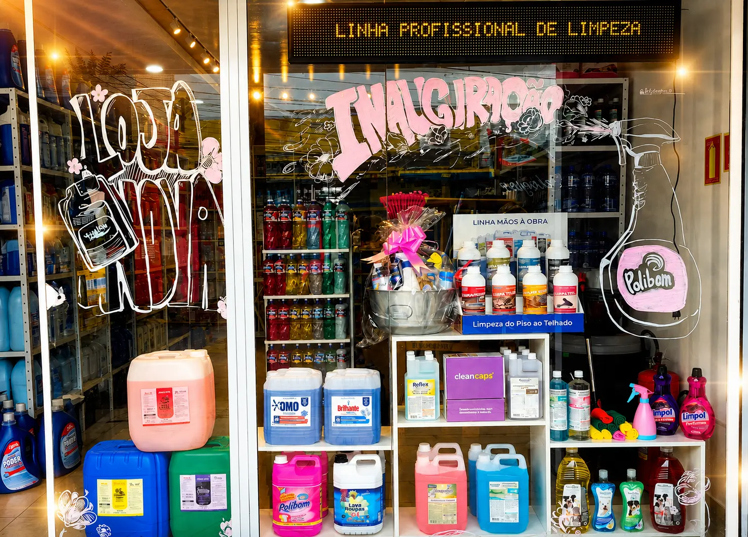 Fachada da loja Magia da Limpeza em Canoas, com fácil acesso e estacionamento
