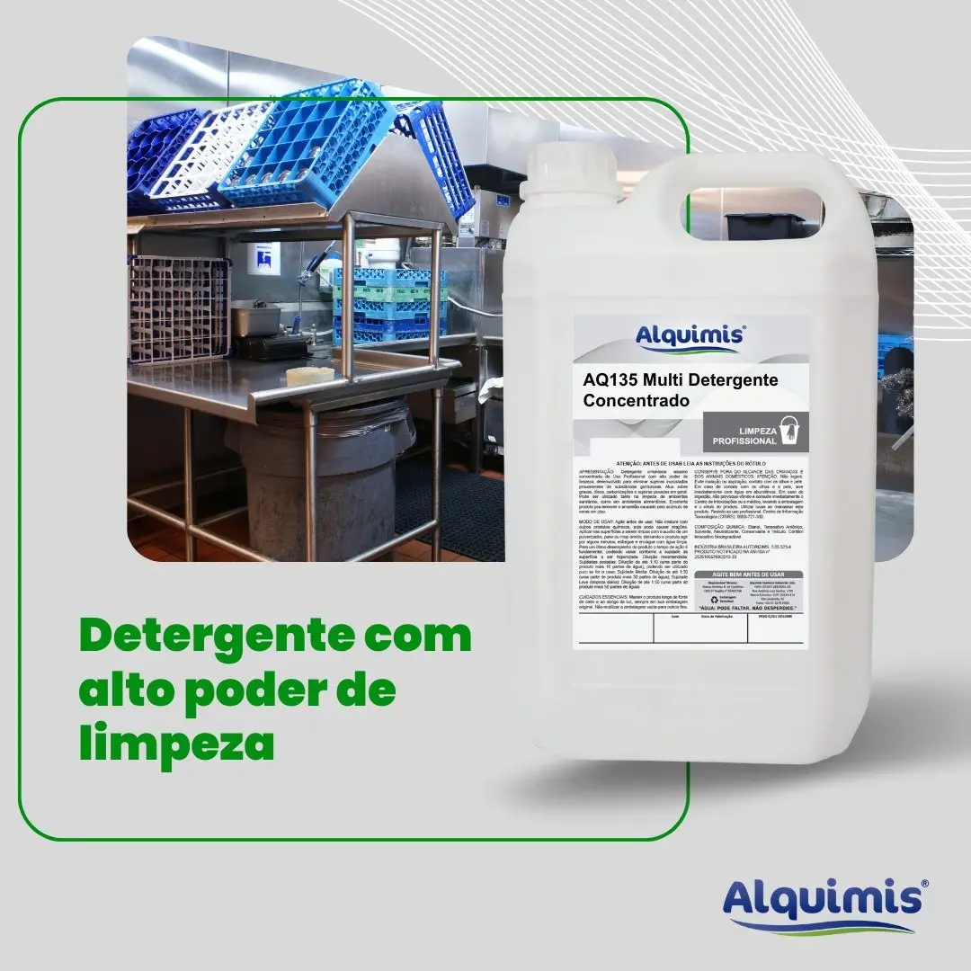 AQ135 Multi Detergente Concentrado Alquimis para Limpeza Profissional e Cozinhas